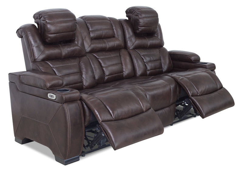Hugo Genuine Leather Power Reclining Sofa - Brown