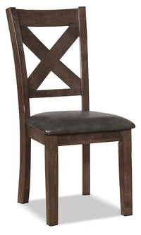 Talia Dining Chair with Vegan-Leather Fabric, Cross-Back - Brown 