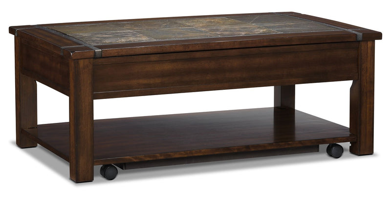 Roanoke Coffee Table with Lift Top and Casters - Cherry Wood