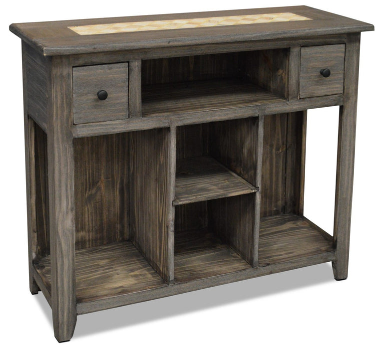 Santa Fe Rusticos Solid Pine Sofa Table with Marble Inset – Grey