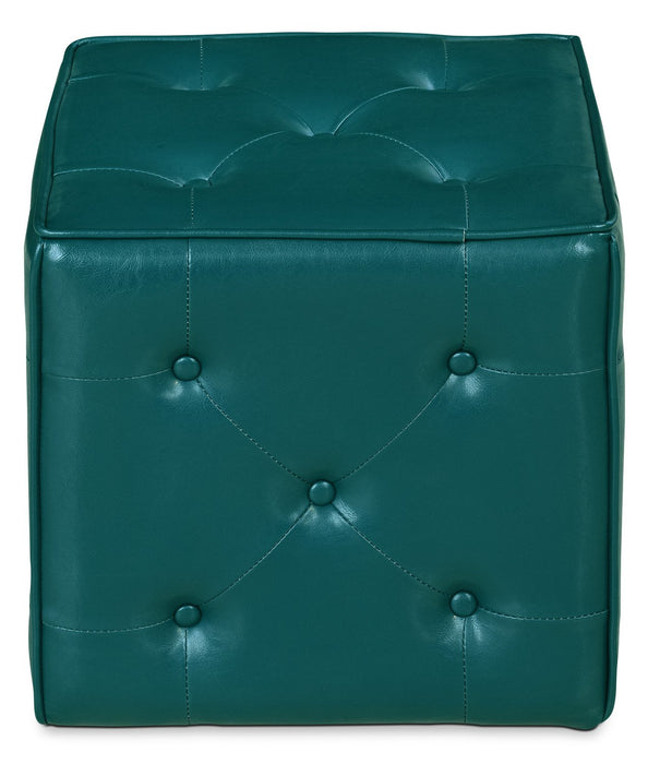 Talbott Faux Leather Ottoman - Teal