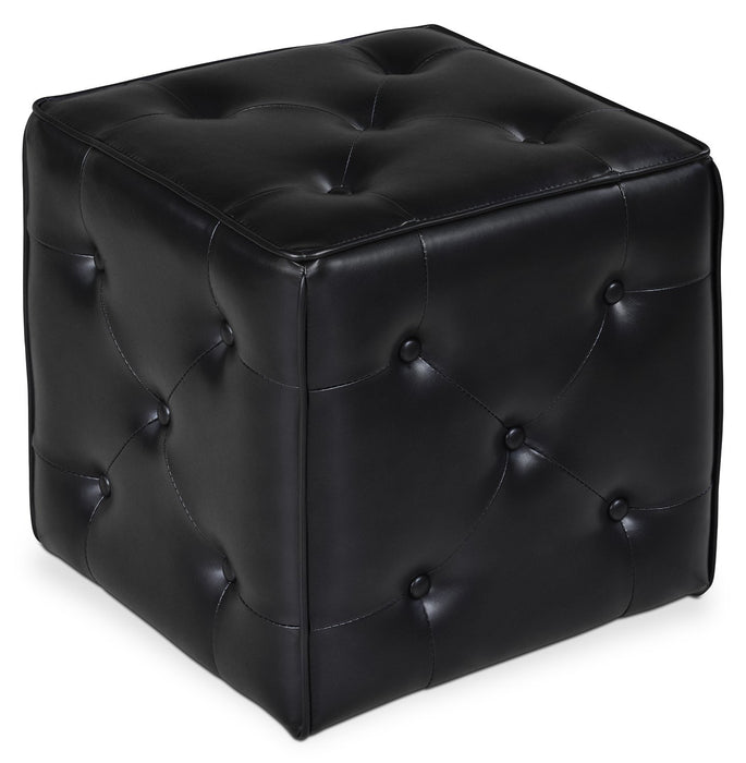 Talbott Faux Leather Ottoman - Black