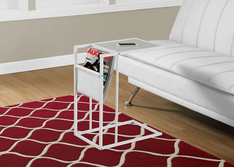 Durham Accent Table with Magazine Rack – White