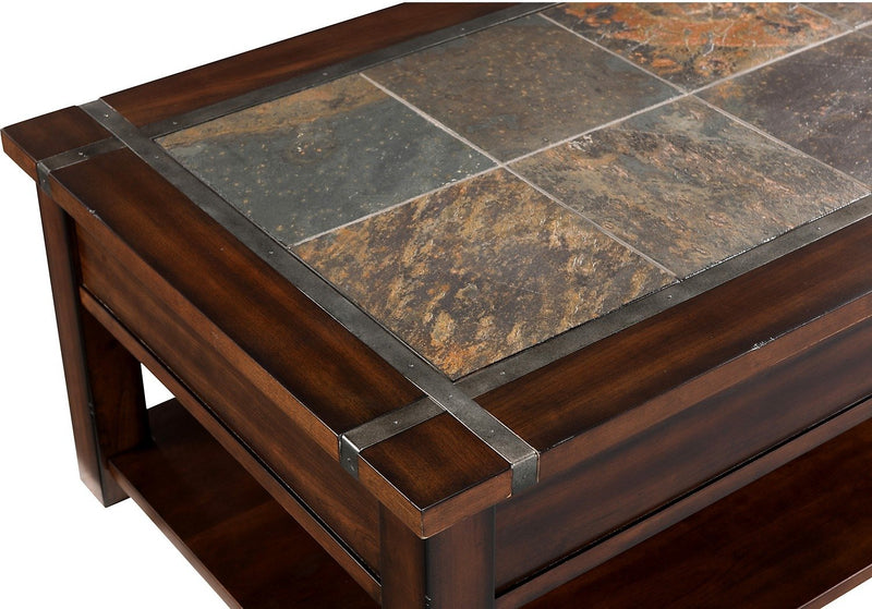 Roanoke Coffee Table with Lift Top and Casters - Cherry Wood