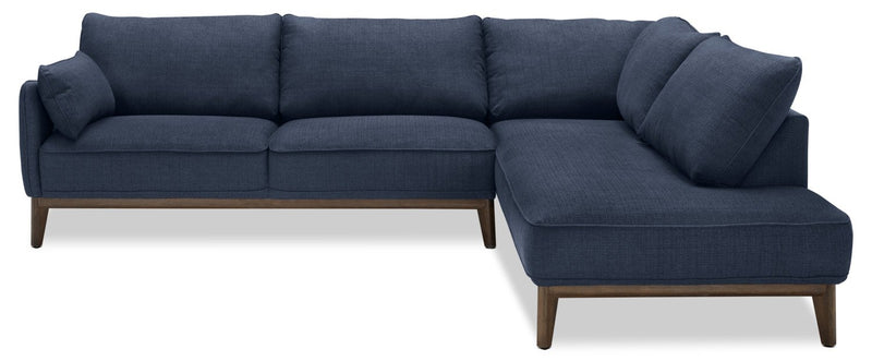 Gena 2-Piece Linen-Look Fabric Right-Facing Sectional - Midnight