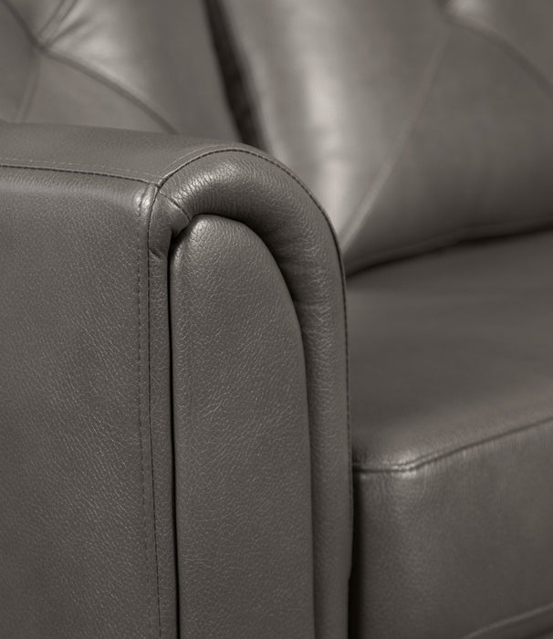 Andi Leather-Look Fabric Sofa - Grey