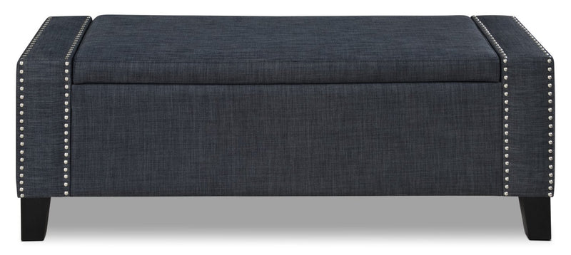 Milan Linen-Look Fabric Storage Ottoman - Grey