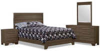 Olivia 6pc Bedroom Set with Bed, Dresser, Mirror & Nightstand, Made in Canada, Grey - Queen Size