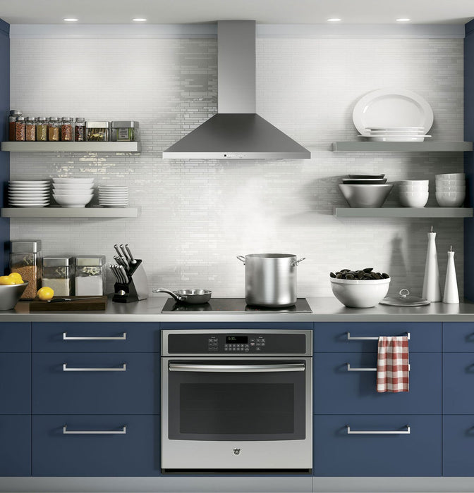 GE 30\" Wall-Mount Pyramid Chimney Range Hood – JVW5301SJSSC