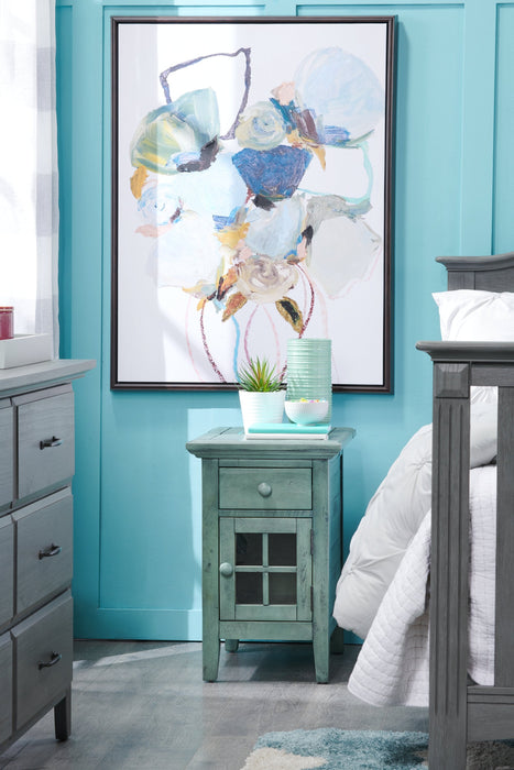 Rocco Blue Chairside Table with USB