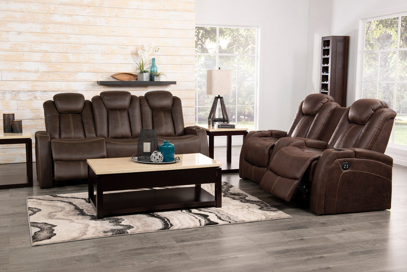 Ross Faux Suede Power Reclining Loveseat - Chocolate