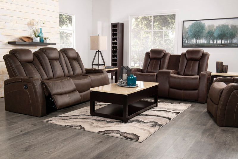 Ross Faux Suede Power Reclining Loveseat - Chocolate