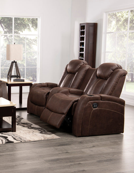 Ross Faux Suede Power Reclining Loveseat - Chocolate