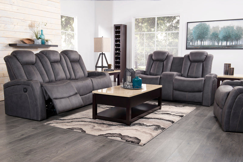 Ross Faux Suede Power Recliner - Pewter