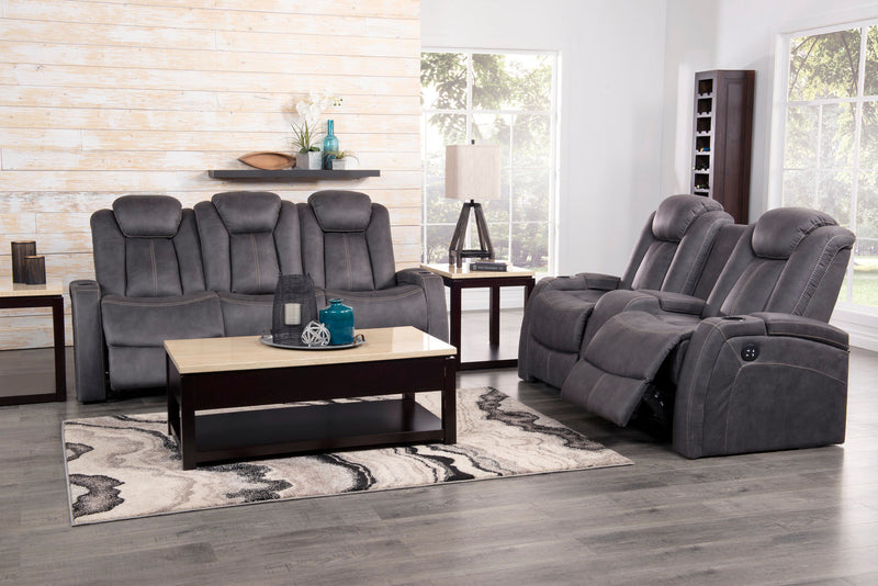Ross Faux Suede Power Reclining Loveseat - Pewter