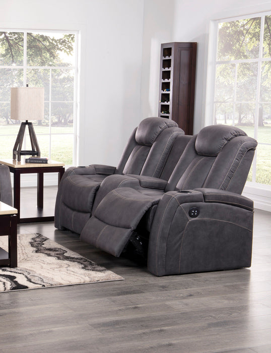Ross Faux Suede Power Reclining Loveseat - Pewter