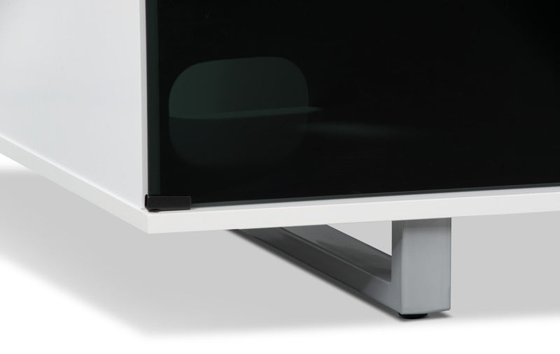 Odesos 72\" TV Stand with Glass Ember Firebox and Soundbar – White