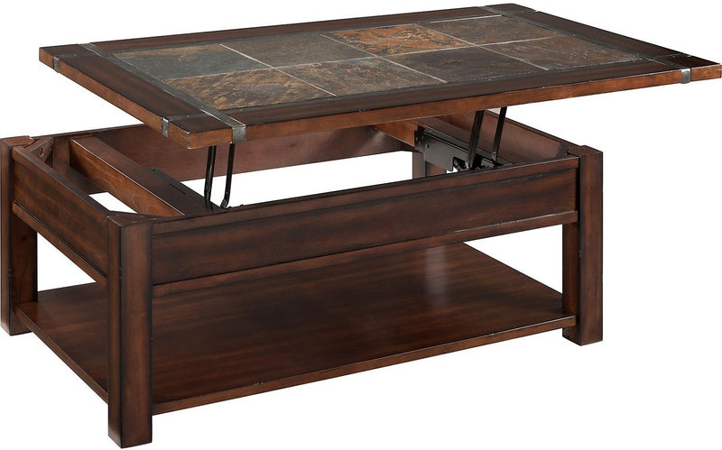 Roanoke Coffee Table with Lift Top and Casters - Cherry Wood