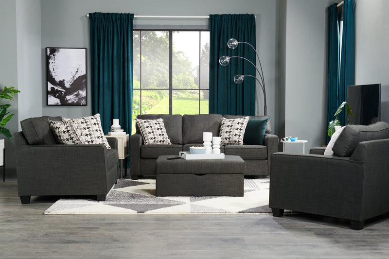 Sawyer Linen-Look Fabric Chair - Charcoal Grey