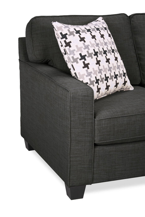 Sawyer 2-Piece Linen-Look Fabric Sectional - Charcoal Grey