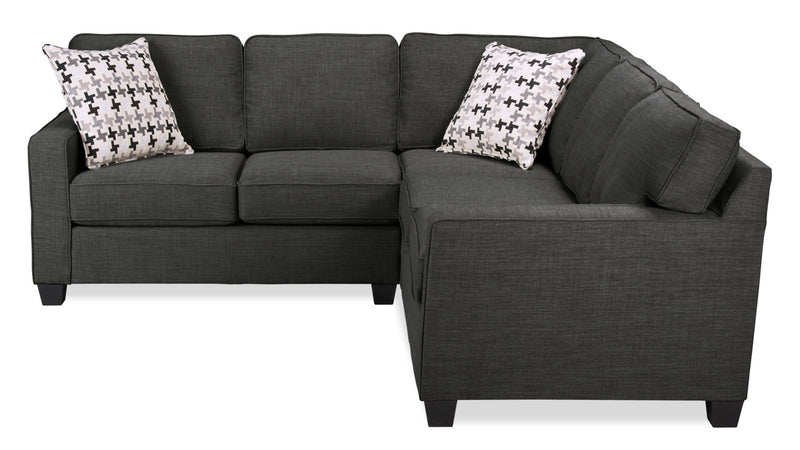 Sawyer 2-Piece Linen-Look Fabric Sectional - Charcoal Grey