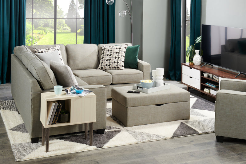 Sawyer 2-Piece Linen-Look Fabric Sectional - Light Grey