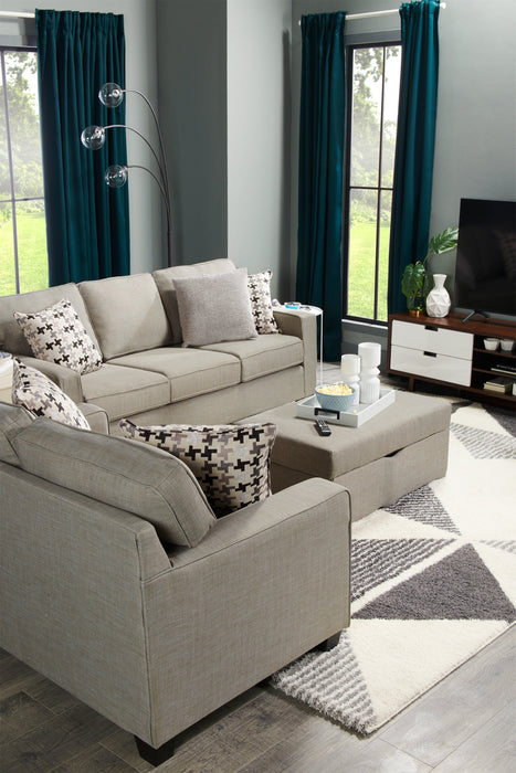 Sawyer 2-Piece Linen-Look Fabric Sectional - Light Grey