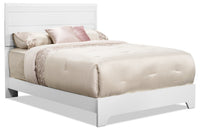 Olivia Panel Bed with Headboard & Frame, Made in Canada, White - Queen Size 