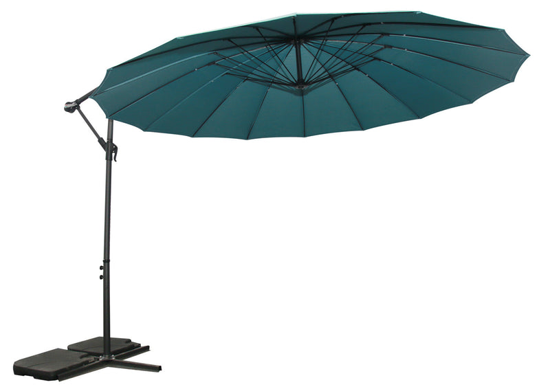 Shanghai Outdoor Patio Umbrella - 114\" W x 75\"H, Weather Resistant Aluminum & Fibreglass, Hand Crank - Aqua