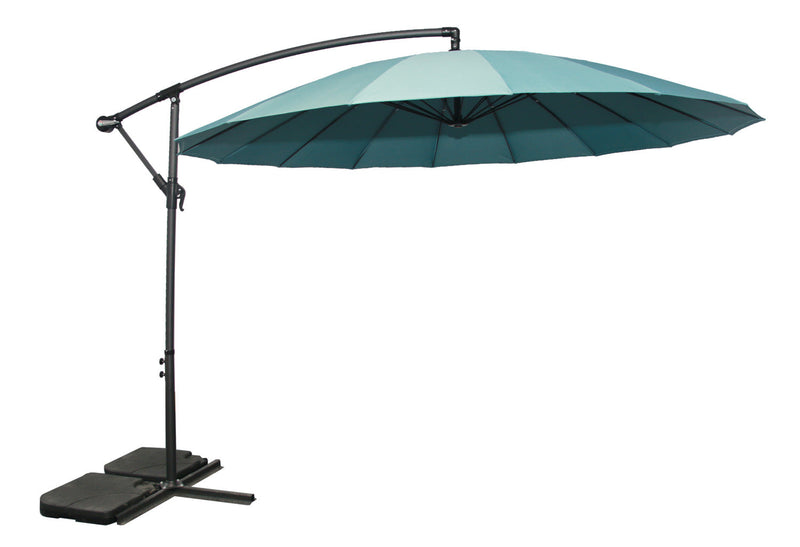 Shanghai Outdoor Patio Umbrella - 114\" W x 75\"H, Weather Resistant Aluminum & Fibreglass, Hand Crank - Aqua