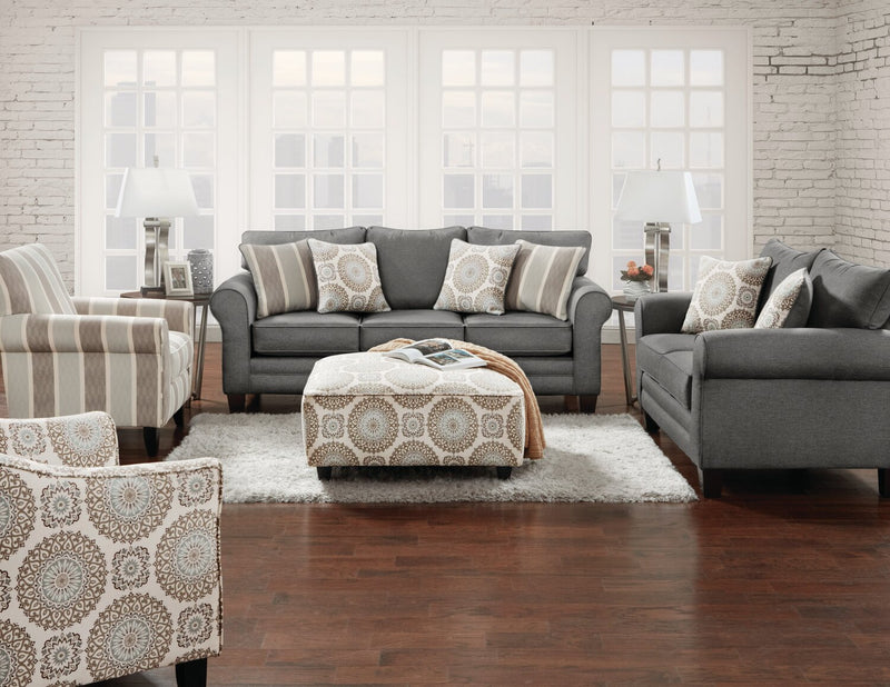 Tula Fabric Loveseat - Steel