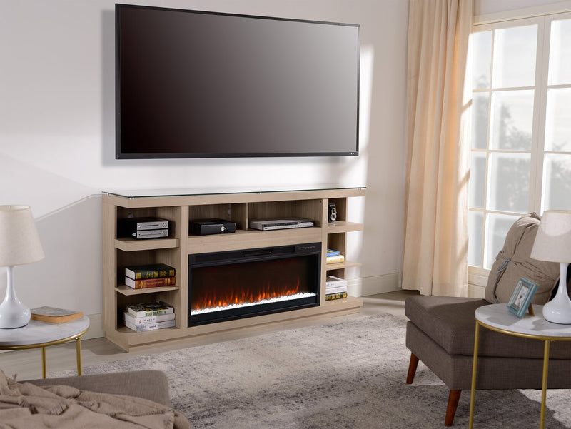 Axel 74\" TV Stand with Crystal Ember Firebox
