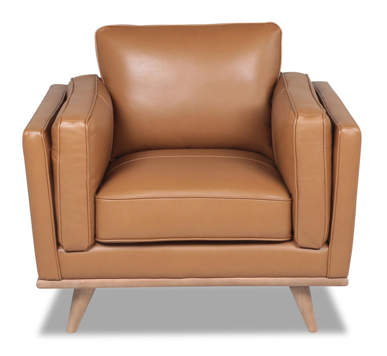 Vivia Top-Grain Genuine Leather Chair - Caramel