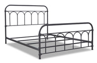 Nora Metal Bed with Headboard & Frame, Black - Queen Size 