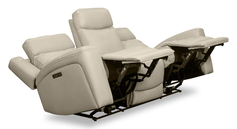 Prescott Genuine Leather Power Reclining Sofa – Platinum