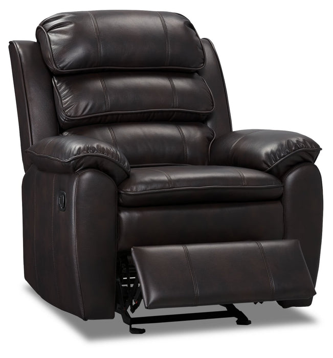 Adam Leather-Look Fabric Glider Recliner - Brown