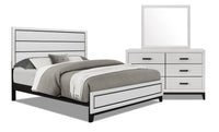 Kate 5pc Bedroom Set with Bed, Dresser & Mirror, White - King Size 