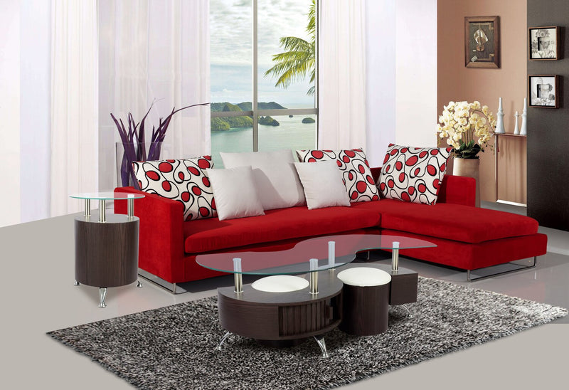 Savon Coffee Table with Two Ottomans - Walnut