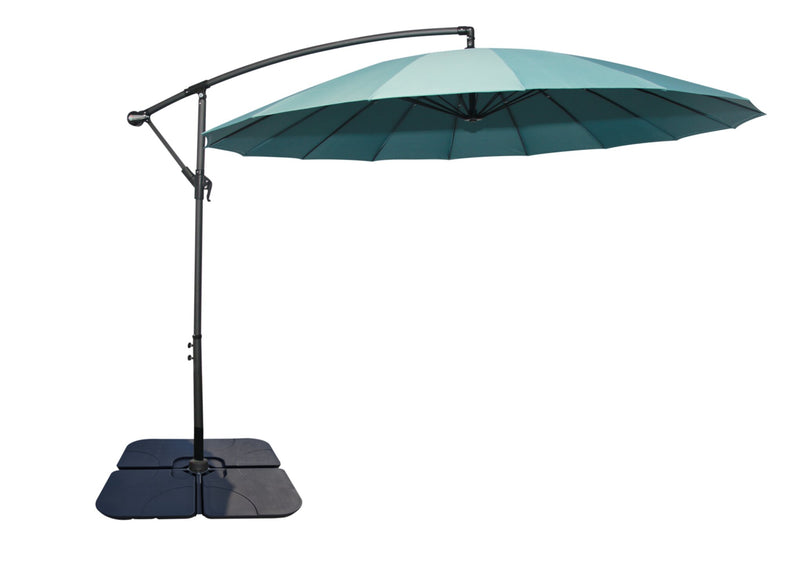 Shanghai Patio Umbrella with 4-Piece Base - Aqua