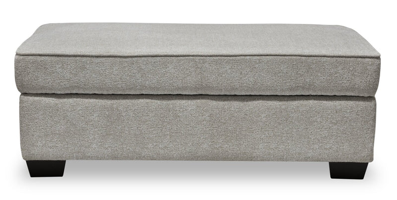 Verona Brushed Linen-Look Fabric Storage Ottoman – Beige