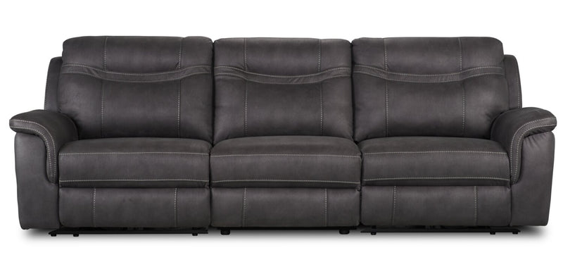 Floy Faux Suede Power Reclining Sofa with Power Headrest - Grey