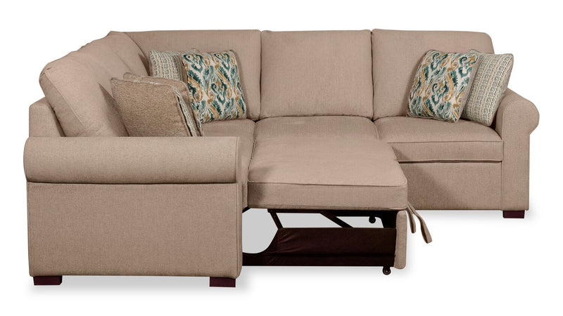2-Piece Chenille Sectional with Left-Facing Sleeper Sofa - Taupe