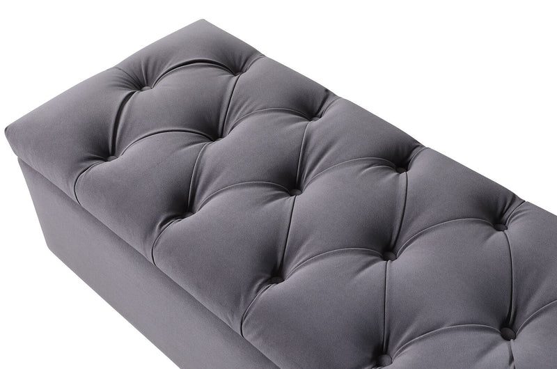 Sage Velvet Bench with Storage