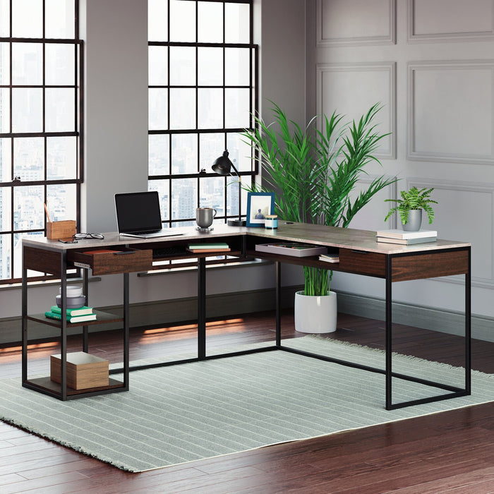 Maxim L-Shaped Desk - Umber Wood