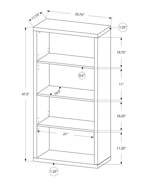 Slade 4-Shelf Bookcase - Dark Taupe 