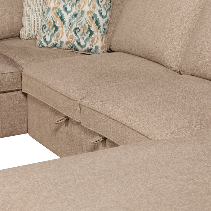 Haven 3-Piece Chenille Right-Facing Sleeper Sectional - Taupe
