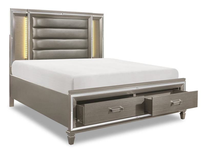 Max Queen Storage Bed - Silver