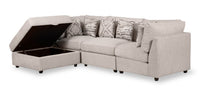 Scott Living Evolve Modular 4-Piece Linen-Look Fabric Sectional with Ottoman and Feather Down Cushions - Grey 