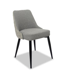 Eden Dining Chair with Linen-Look Fabric, Metal - Grey 