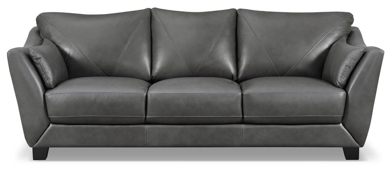 Lusso Genuine Leather Sofa – Charcoal